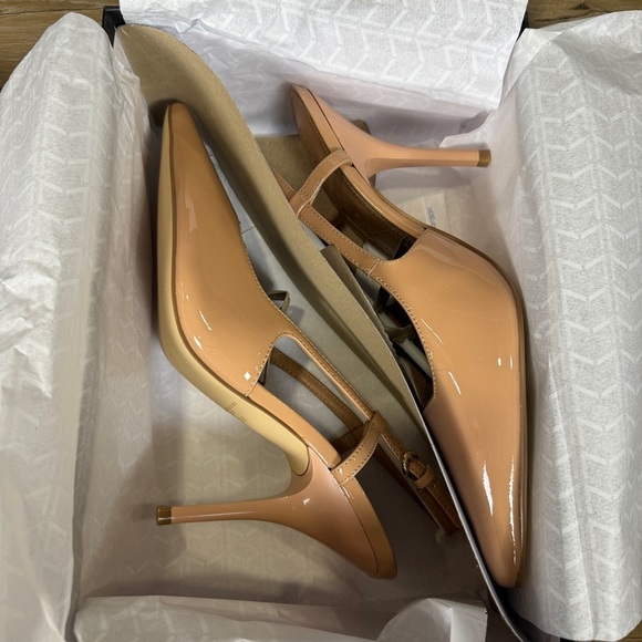 Marc Fisher NWT Nude Patent Torry Slingback Pumps, Size 9.5 - Picture 3 of 12